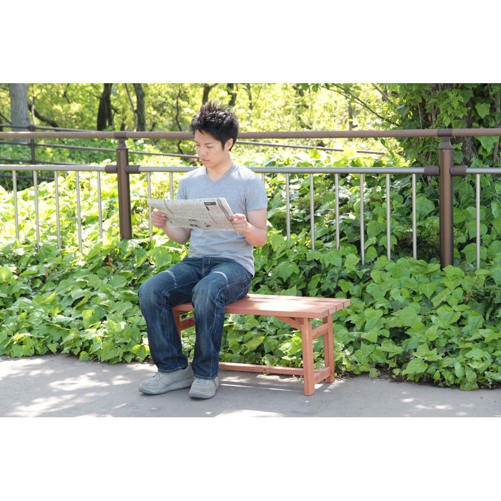 木製ベンチ90【メーカー直送・代引不可】, ブラウン, 90cm