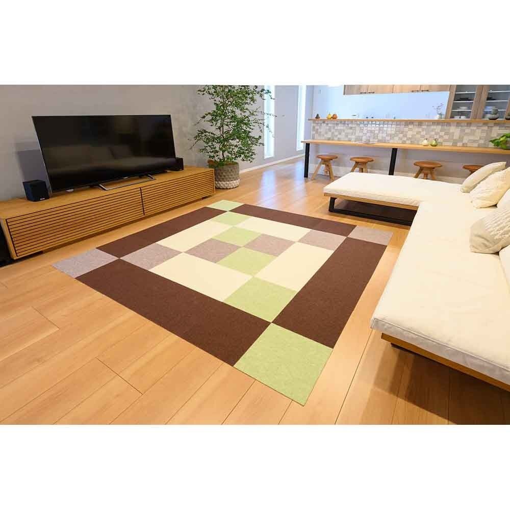 吸着ぴたマット　9Ｐ, ブラウン, 幅300mm&times;奥行300mm&times;厚み4mm