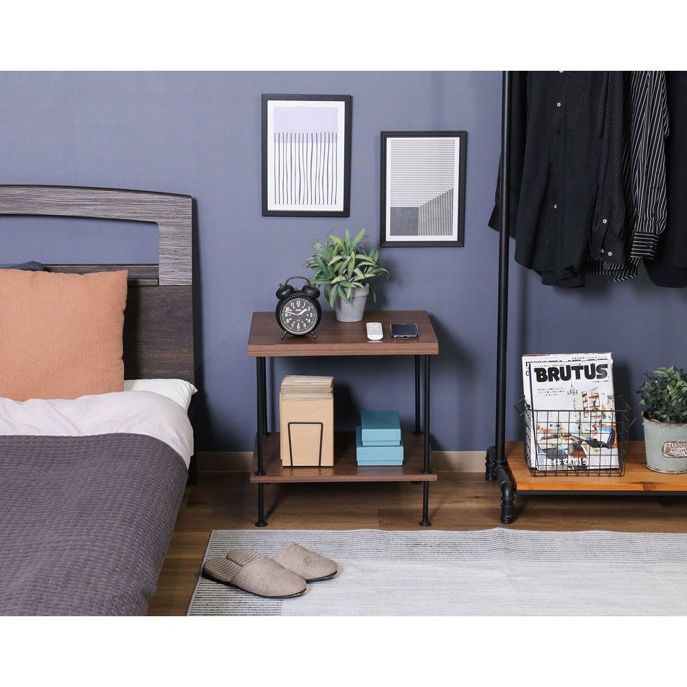 不二貿易 ＥＺＢＯツイストロック　サイドテーブル　ＭＢＲ【メーカー直送・代引不可】, ブラウン, 幅470mm&times;奥行400mm&times;高さ480mm