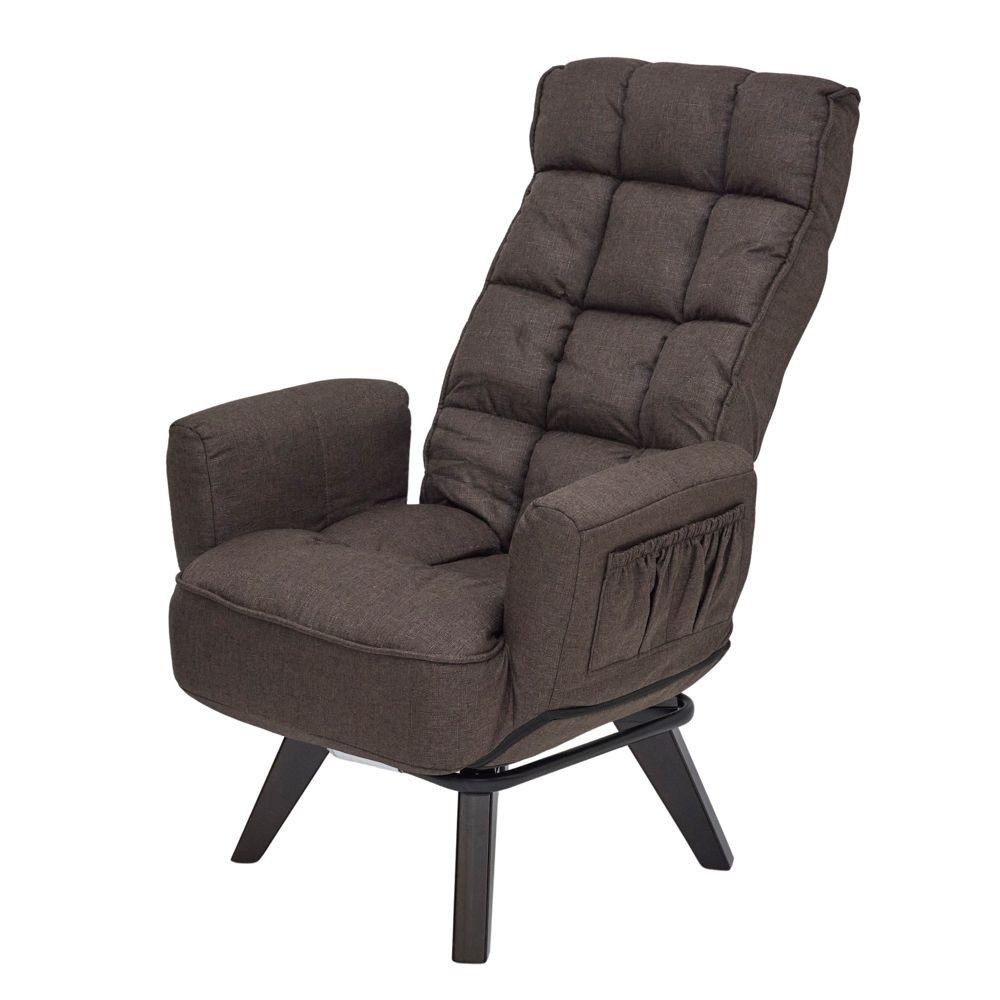 回転肘付きコイルスプリング高座椅子, ブラウン, 幅64cm