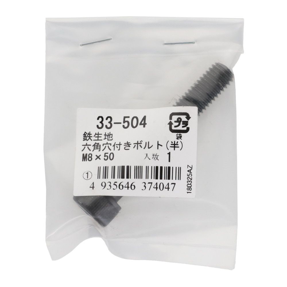 生地　六角穴付ボルト　Ｍ８&times;５０　１本入, 六角穴付ボルト, M8&times;50ｍm