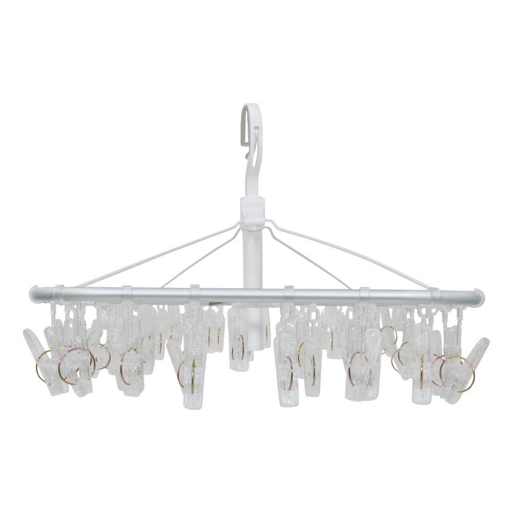 WIZ'A ウィザ ハンドル付アルミ洗濯ハンガー６０ピンチ, ホワイト, 60P