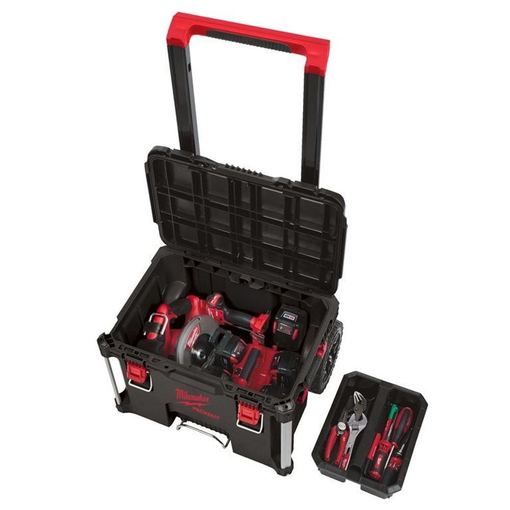 【数量限定】 milwaukee PACKOUT キャリー式ツールボックス ブラック, 黒, 幅56.1&times;奥行47.2&times;高さ49.5cm