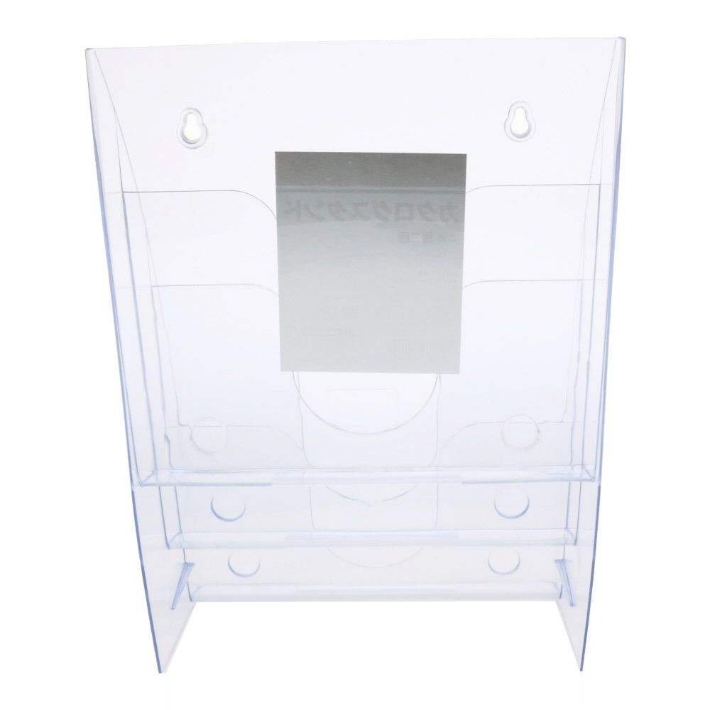 カタログスタンド　Ａ4　縦3段, クリア, 約幅232&times;奥行194&times;高さ318mm