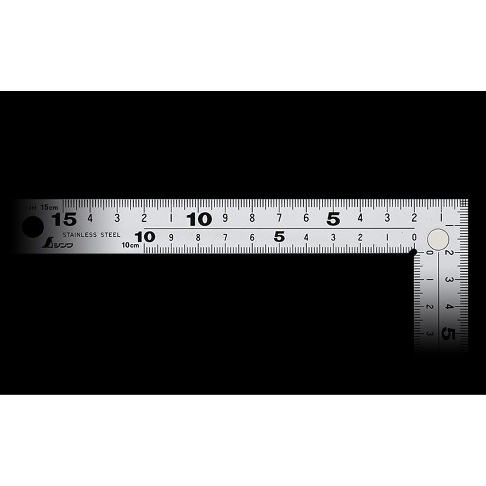曲尺厚手広巾 シルバー 15cm表裏同目8段目盛cm表示マグネット付, シルバー, 15cm