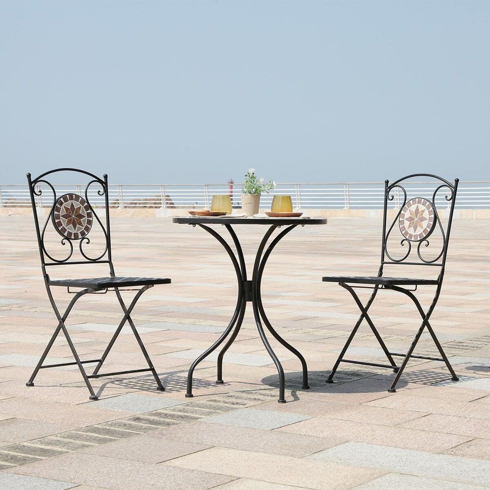 モザイクテーブル　星柄【メーカー直送・代引不可】, ブラウン, 星柄