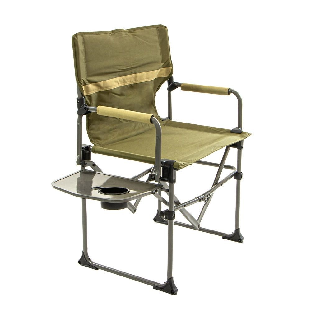 サイドテーブル付　ディレクターチェア　オリーブ, オリーブ, 幅55×奥行39×高さ48ｃｍ