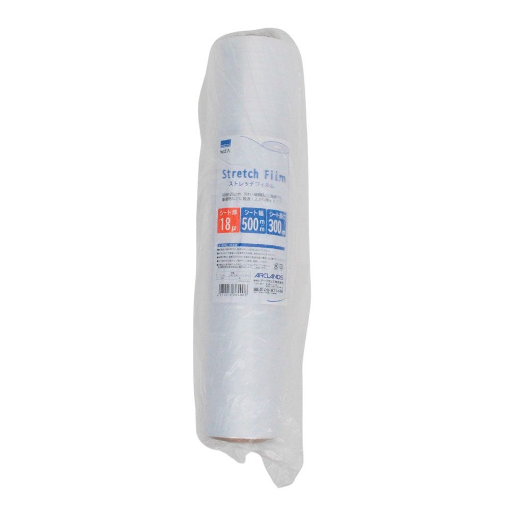 WIZ'A ウィザ ストレッチフィルム 厚手タイプ 18&mu; 500ｍｍ&times;300ｍ, 18ミクロン, 幅500mm&times;長さ300m