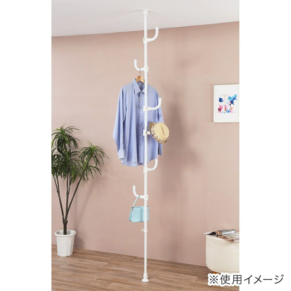 突っ張りポールハンガー　ホワイト　ＶＣーＴＰ　ＷＨ, ホワイト, 216〜270cm