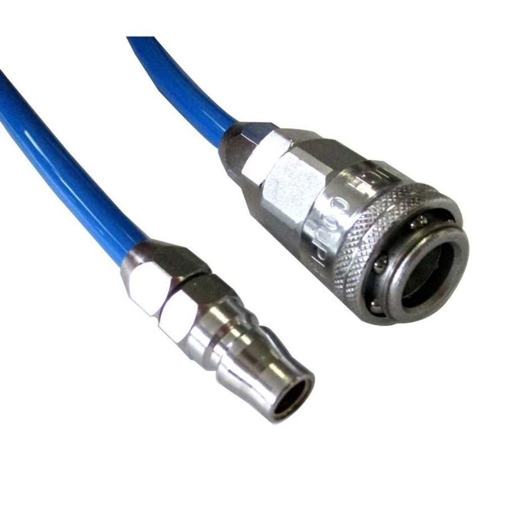 コイルエアーホース ワンタッチカプラ付 5ｍ 内径5mm&times;外径8mm GT5080-5, ブルー, 5m