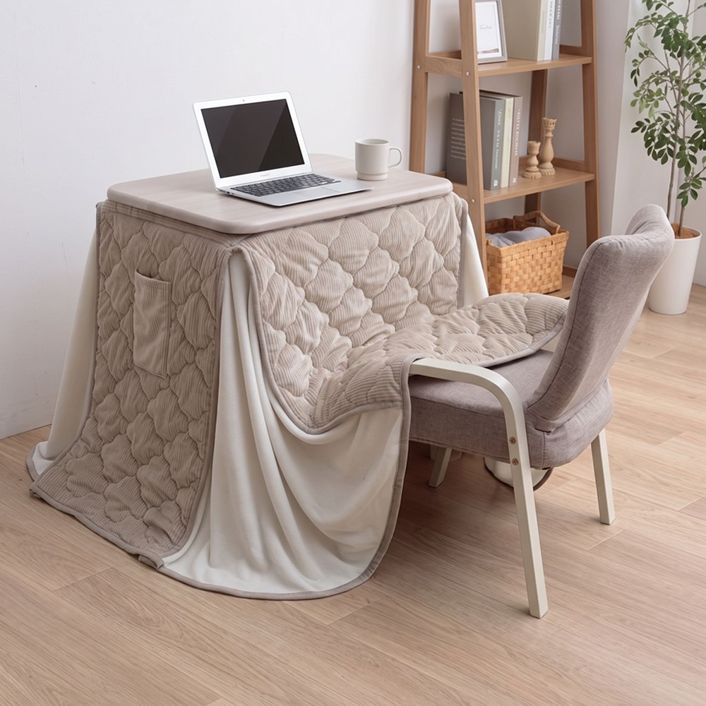 イケヒコ テーブル こたつ台 ライラパーソナルこたつ台＆クルムセット グレー 184&times;204cm 【メーカー直送・代引不可】, 台:グレー　掛:グレー, 184&times;204cm