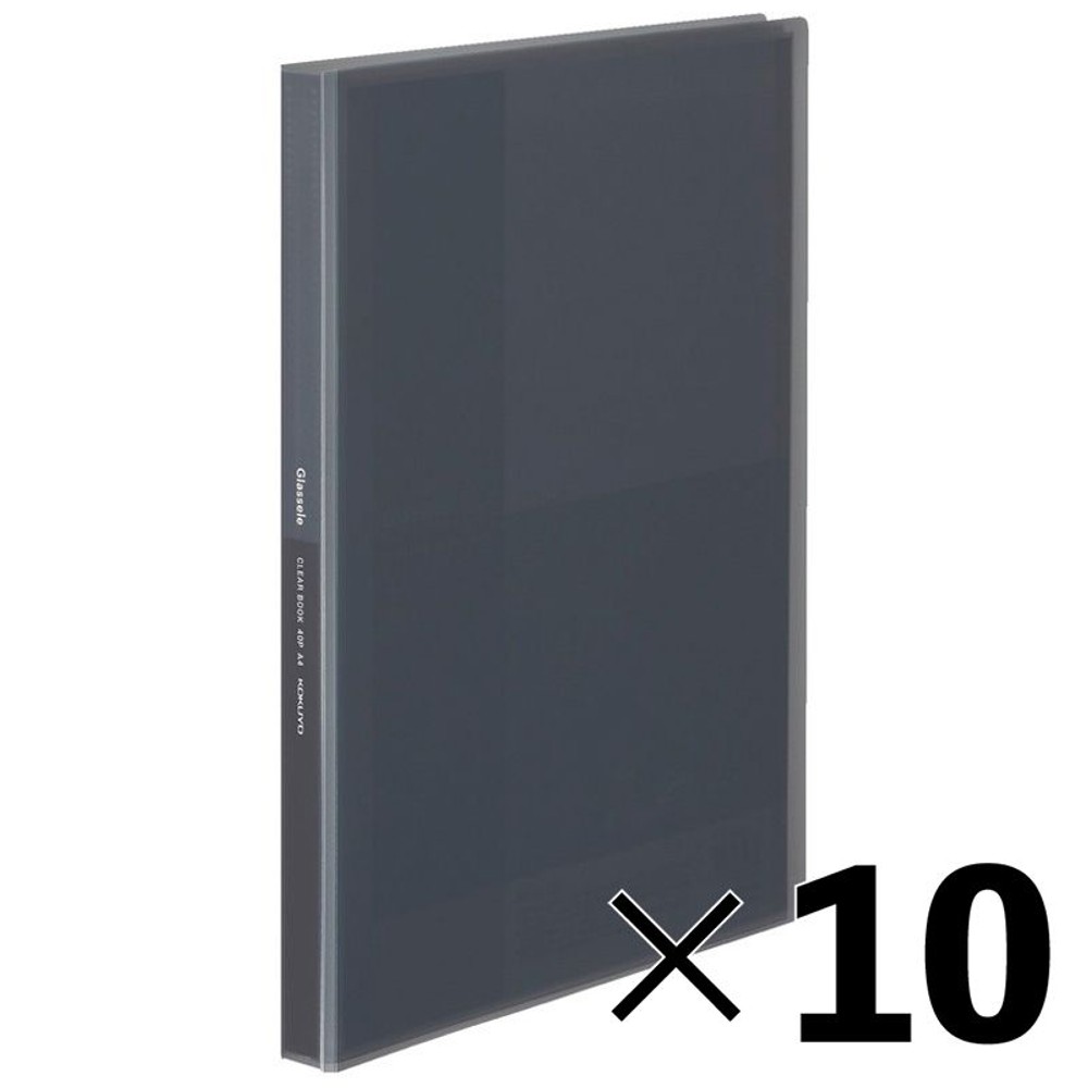 【10冊セット】 商品名： クリヤーブック　Glassele　A4・40枚【メーカー直送・代引不可】, ブラック, A4縦