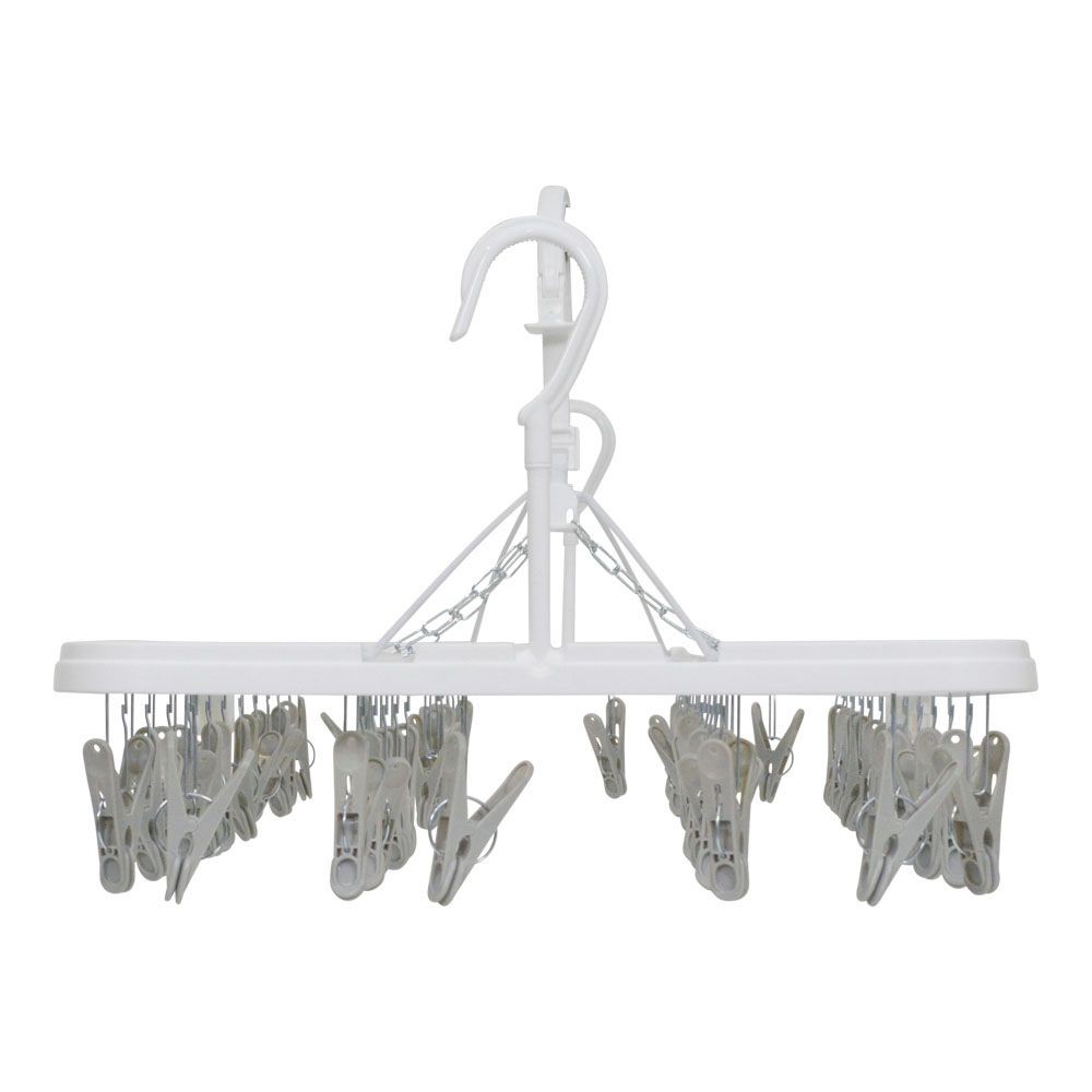 WIZ'A ウィザ 安定して干せるダブルフック付き洗濯ハンガー５０ピンチ, ホワイト, 50P