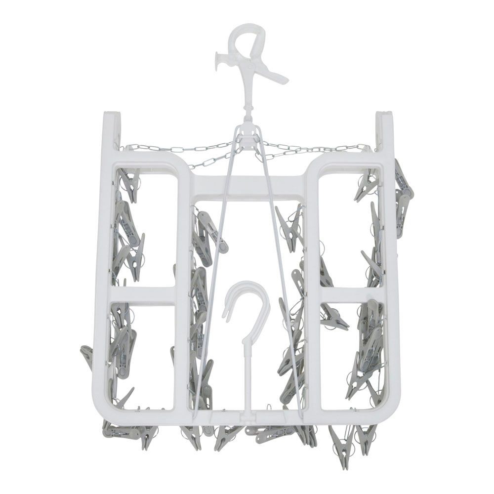 WIZ'A ウィザ 安定して干せるダブルフック付き洗濯ハンガー５０ピンチ, ホワイト, 50P