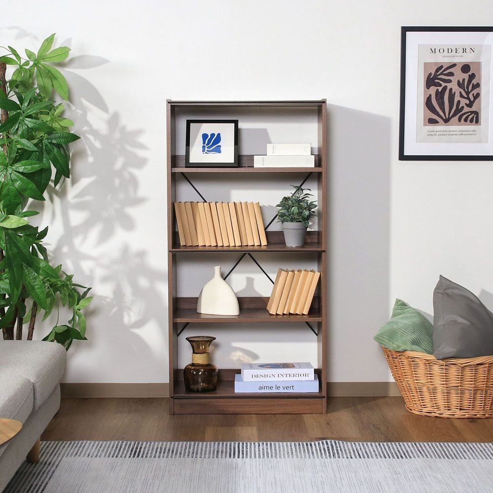 不二貿易 ＥＺＢＯオープンラック４段　ＭＢＲ【メーカー直送・代引不可】, ブラウン, 幅600mm&times;奥行280mm&times;高さ1200mm