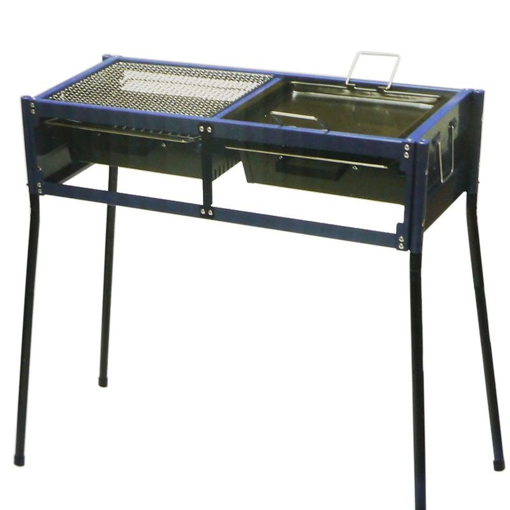 炭入れ簡単　ダブル焼き面コンロ　ＡＧ6320, ネイビー, 4〜8人用