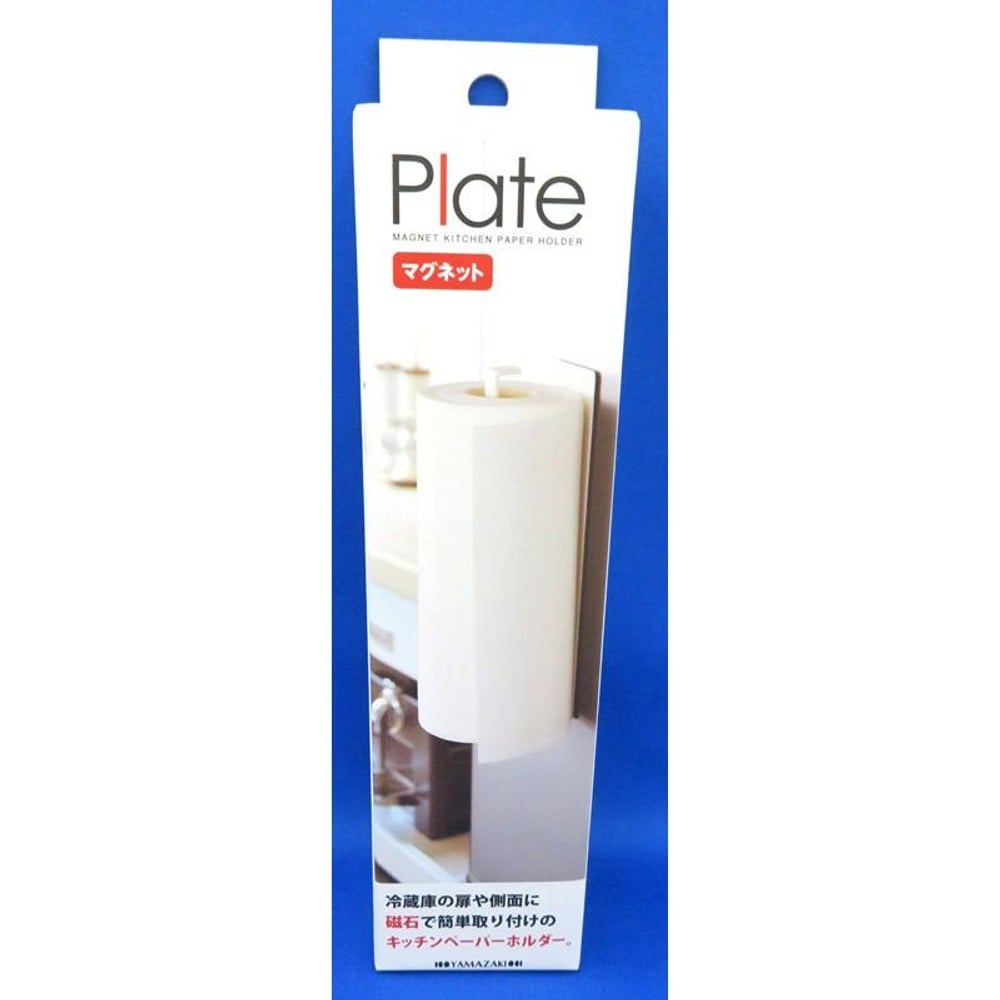 マグネットキッチンペーパーホルダー　プレート, ホワイト, 耐荷重1kg