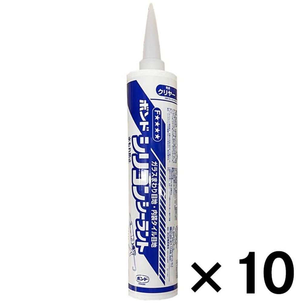 ボンド　シリコンシーラント　300ml&times;10本セット, クリア, 300ml&times;10本