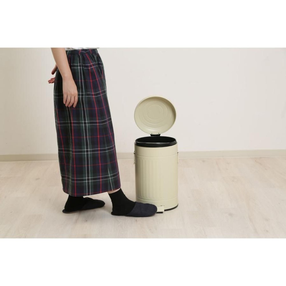 スチール　ラウンドペダルペール　12Ｌ【メーカー直送 代引不可】, アイボリー, 12L