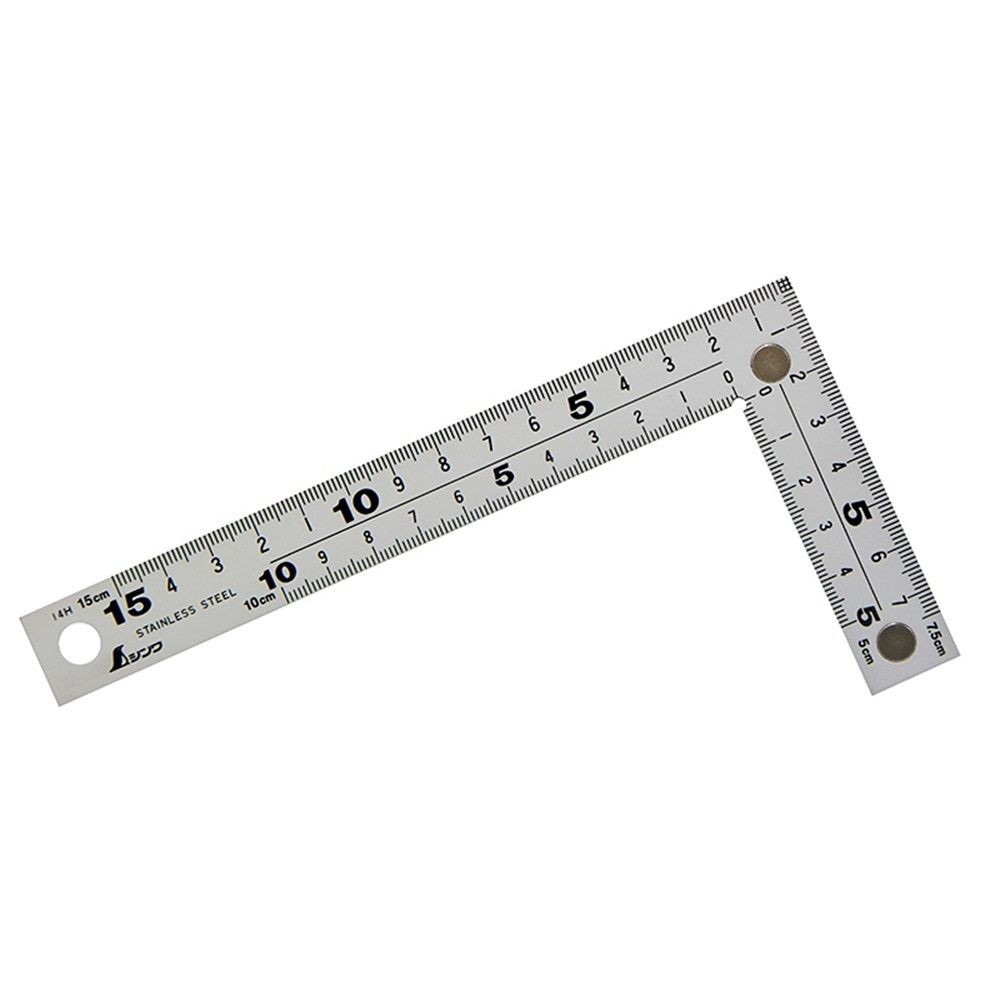 曲尺厚手広巾 シルバー 15cm表裏同目8段目盛cm表示マグネット付, シルバー, 15cm