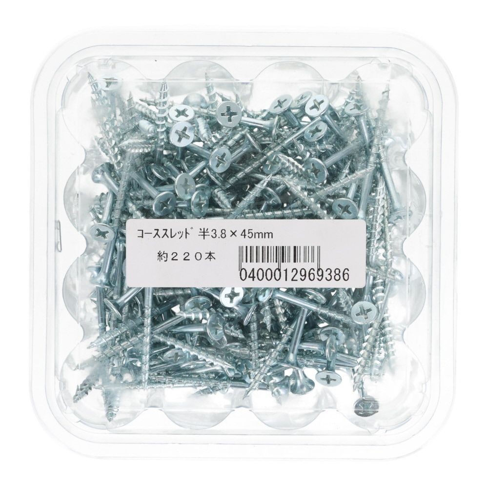 コーススレッド　半ねじ　３．８&times;４５　２２０本入, 半ねじ, 45mm