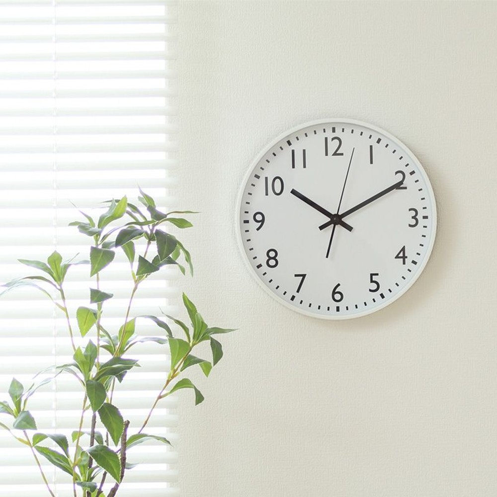 静音式掛時計シンプル, ブラック, 25cm