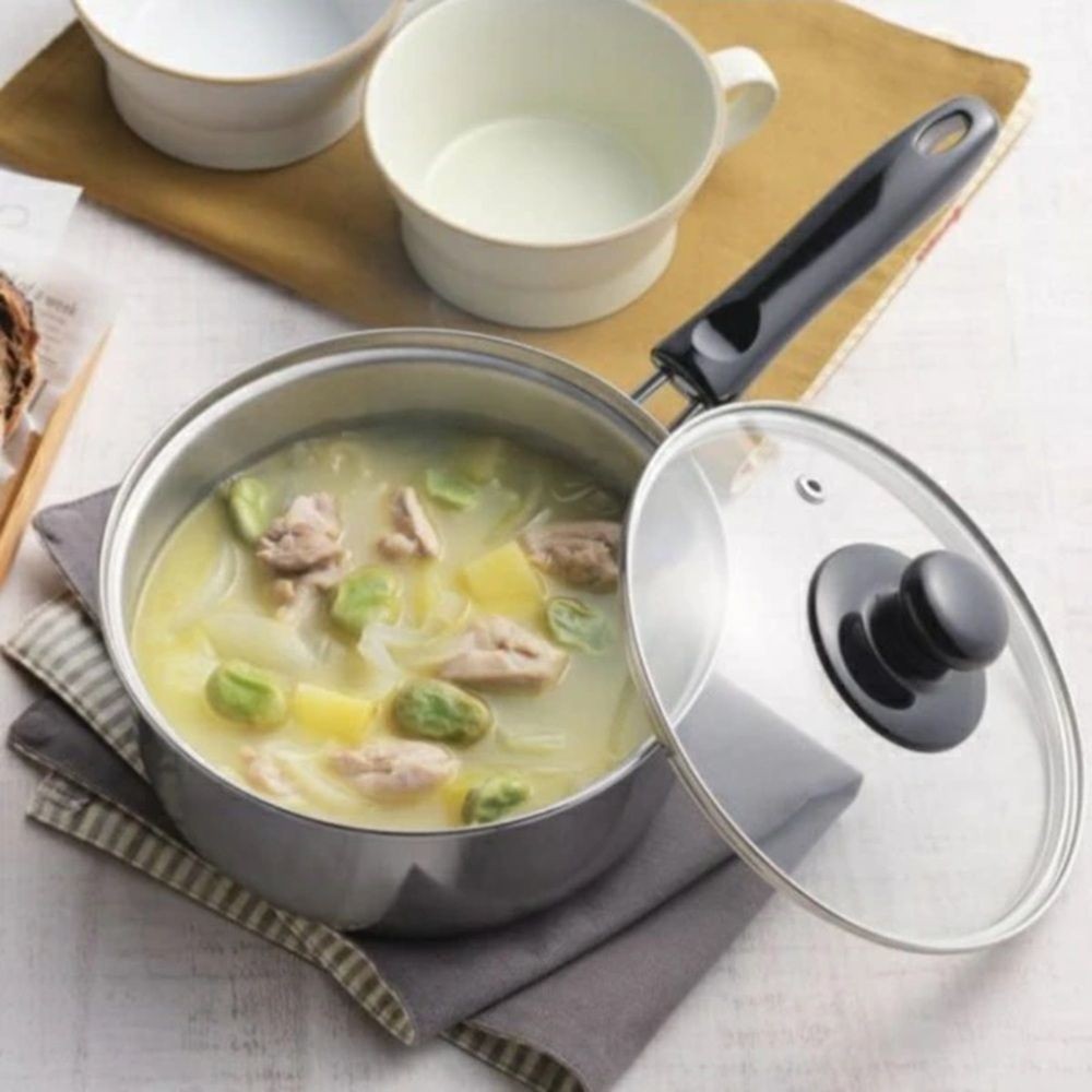 ヨシカワ クックルックネオ片手鍋 16cm, シルバー, 幅330mm&times;奥行175mm&times;高さ140mm