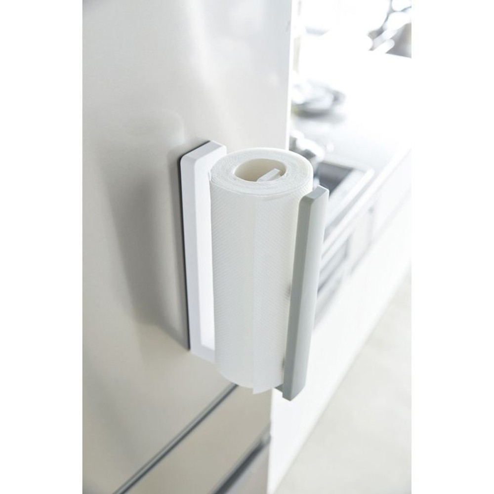 ストッパー付マグネットキッチンペーパーホルダー　プレート, ホワイト, 耐荷重1kg