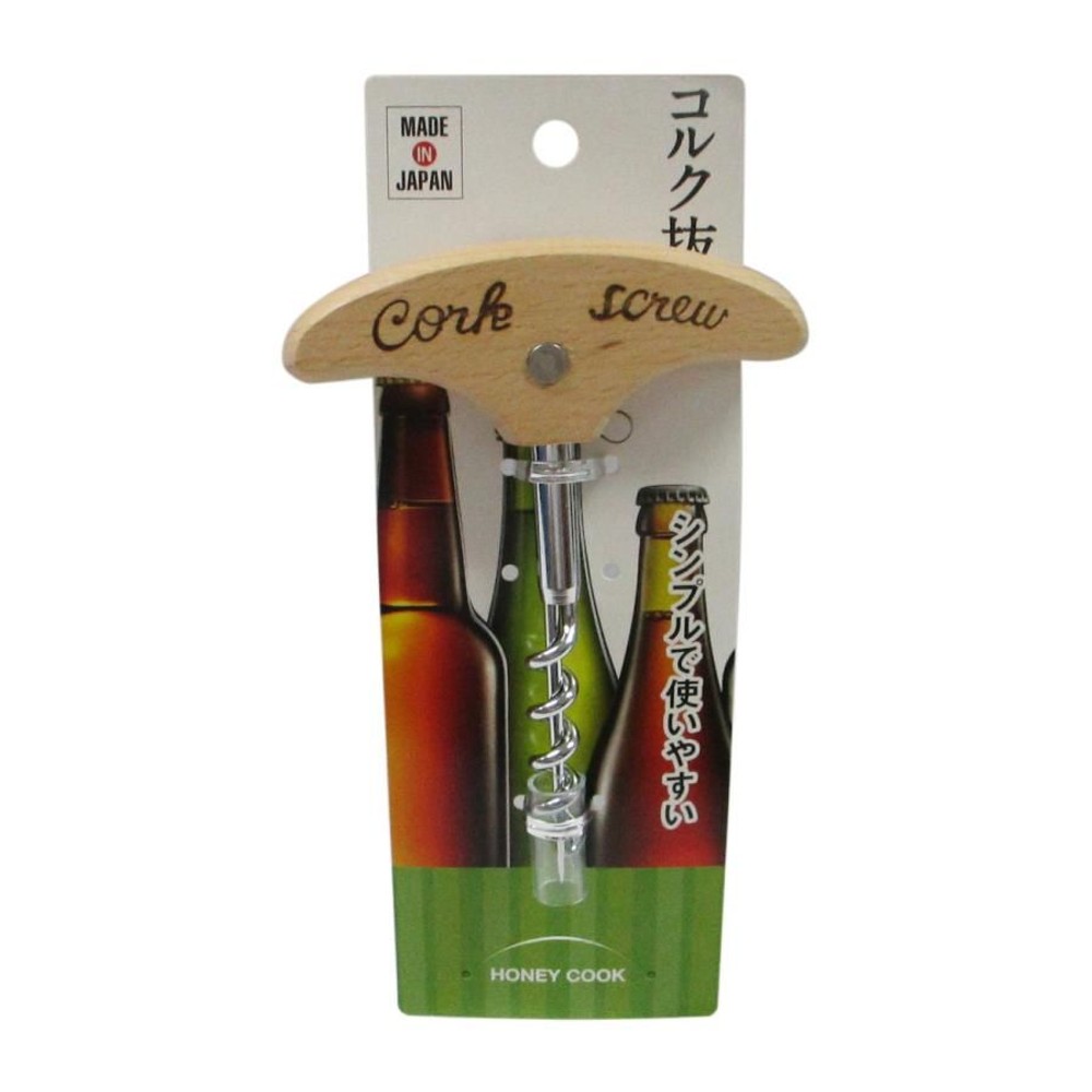ハニーコック 木柄コルク抜き HC0523, コルク抜き, 1個入り