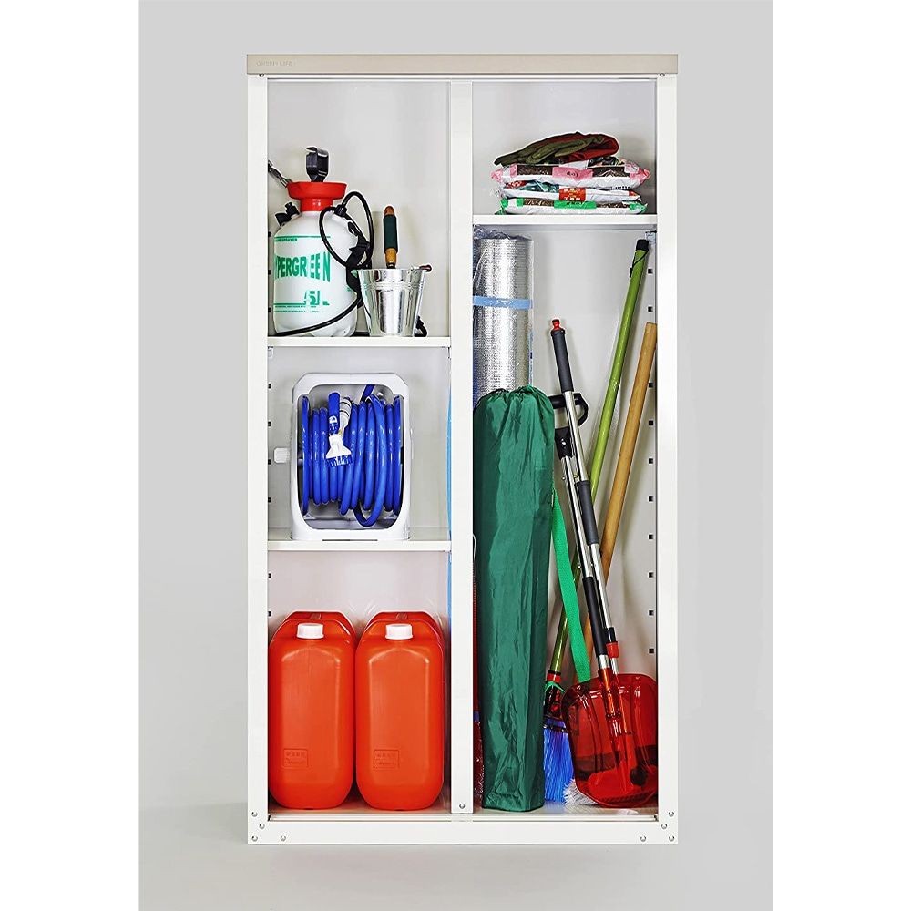 グリーンライフ 家庭用収納庫 ハーフ棚仕様 HS-162HT【メーカー直送・代引不可】, ライトグレー, 幅89cm&times;奥行47cm&times;高さ162cm