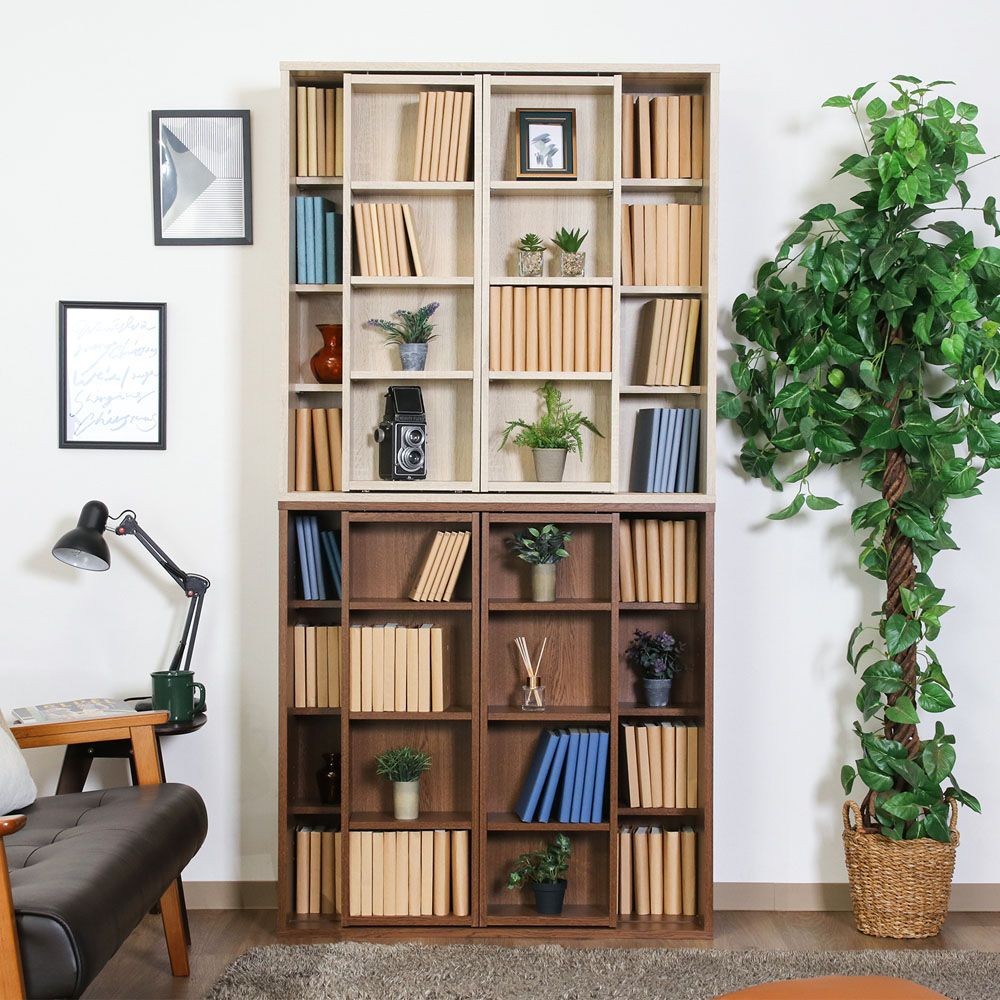 不二貿易 ダブルスライドラック　オークＢＲ　ＤＳ９０９０【メーカー直送・代引不可】, ブラウン, 幅890mm&times;奥行290mm&times;高さ890mm