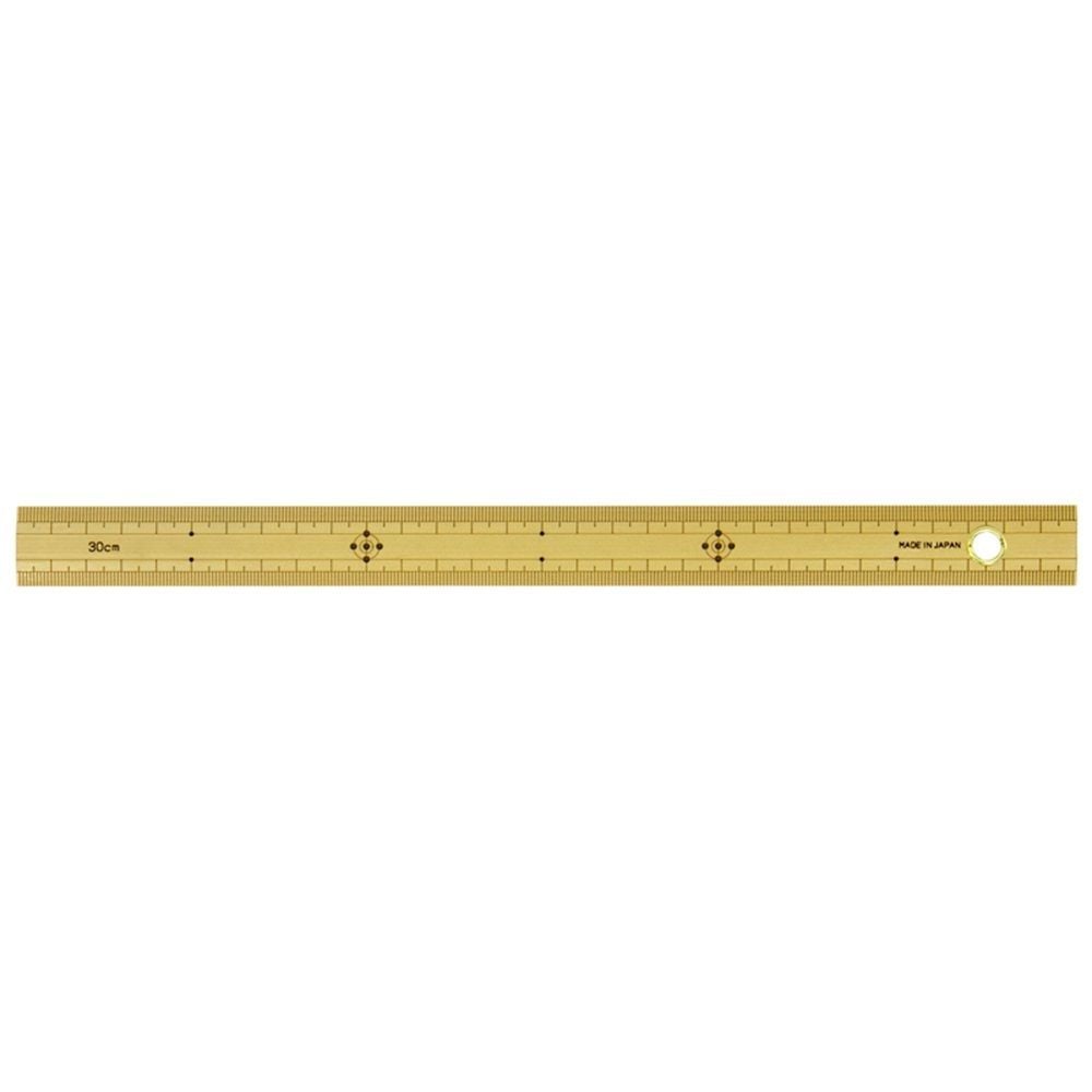 竹製ものさし 30cm上下段1mmピッチ ハトメ付, 71760, 30cm
