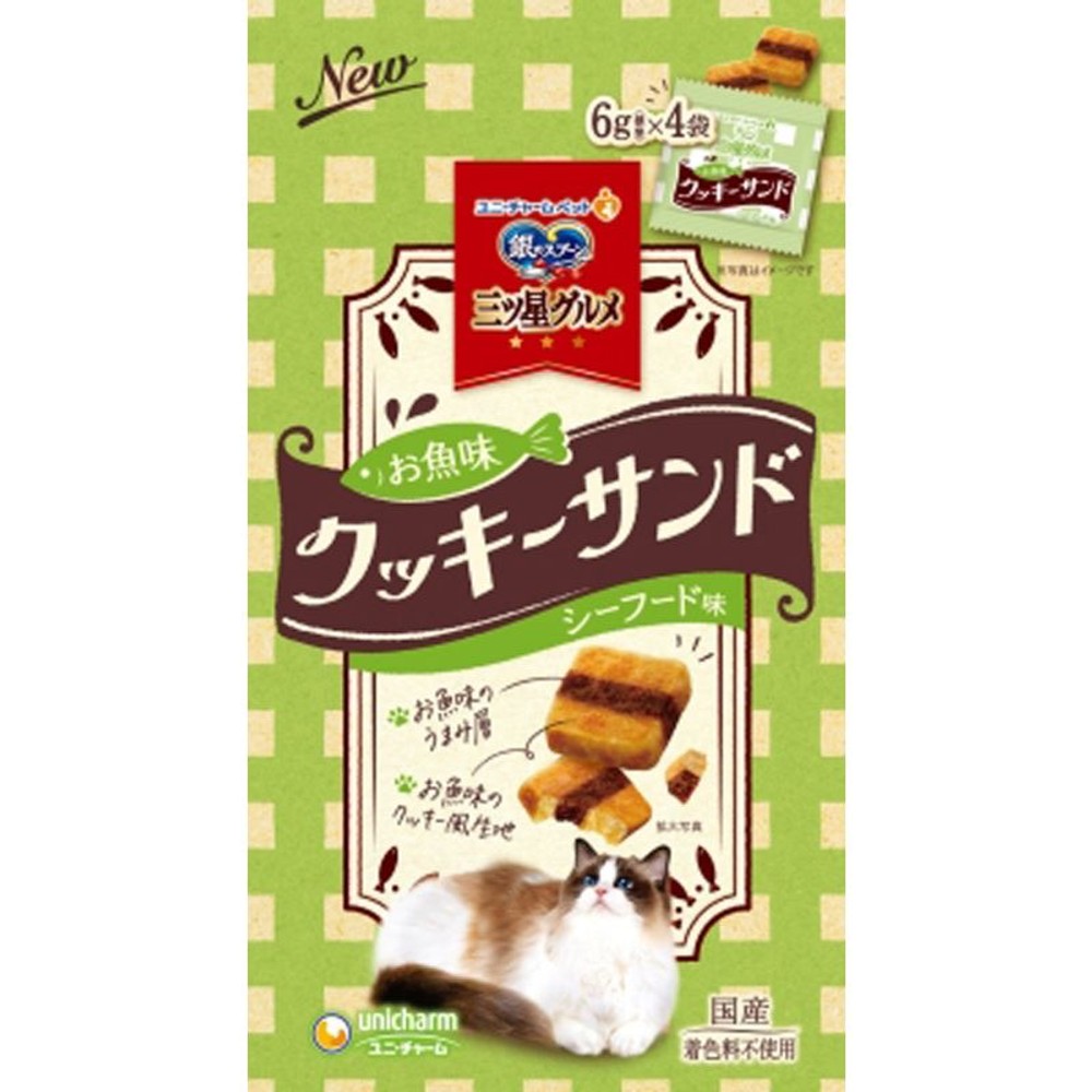 ユニチャーム　三ツ星おやつお魚クッキー　シーフード24ｇ, シーフード味, 24g