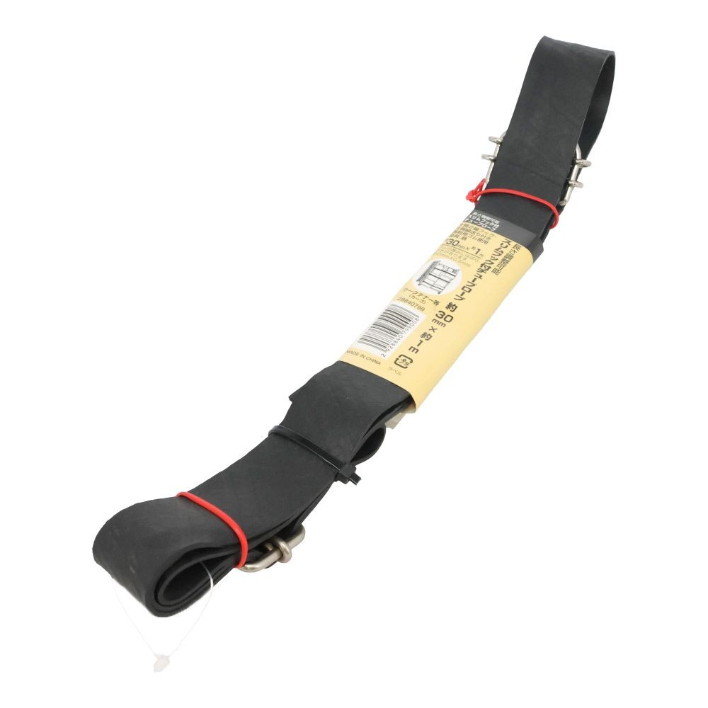 長さ調整可能スリムフック付チューブロープ約３０ミリ×１ｍ, 黒, 1m