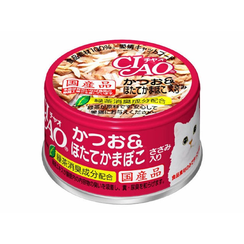 ＣＩＡＯ ホワイティかつお＆ほたてかまぼこ 85g, かつお＆ほたてかまぼこ, 85g