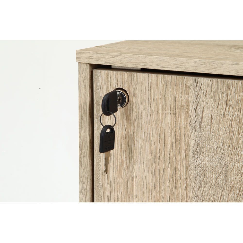 不二貿易 鍵付き収納ボックス　オーク【メーカー直送・代引不可】, オーク, 幅390mm&times;奥行310mm&times;高さ720mm