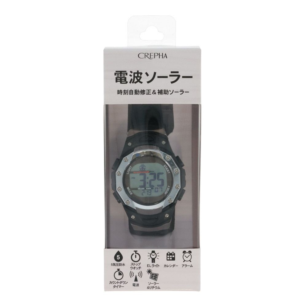 フォルミア　電波ソーラー腕時計, シルバー/ブラック, メンズ