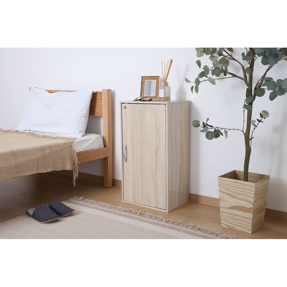 不二貿易 鍵付き収納ボックス　オーク【メーカー直送・代引不可】, オーク, 幅390mm&times;奥行310mm&times;高さ720mm