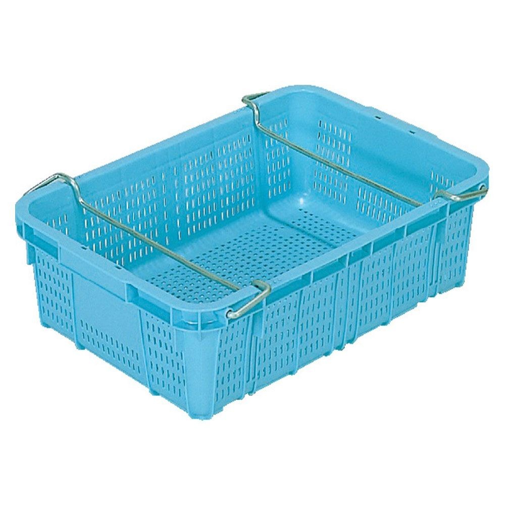 サンコー サンテナー A#32-2 切欠有 ハンドル付 ライトブルー 103003-01 &times;10個セット【メーカー直送・代引不可】【法人限定】, ライトブルー, 10P