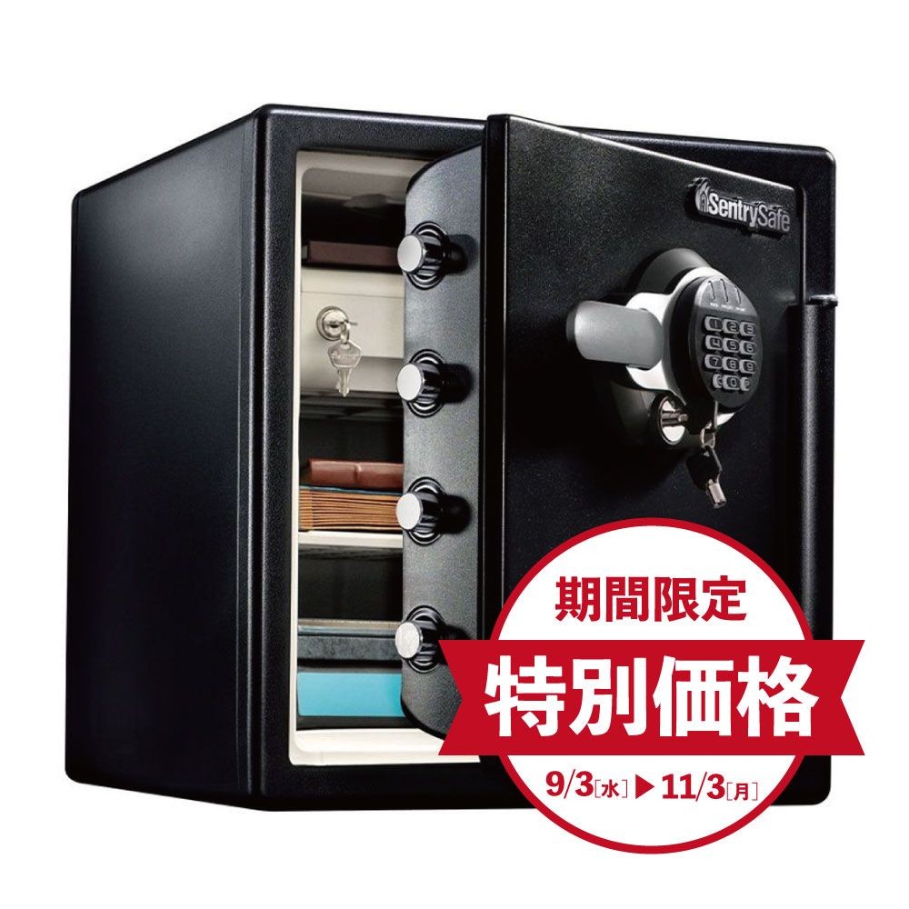【期間限定特別価格】【開梱・設置費込】セントリー耐火耐水金庫  JTW123GEL テンキー式 2時間耐火 33.6L【メーカー直送・代引不可】, ブラック, 33.6L