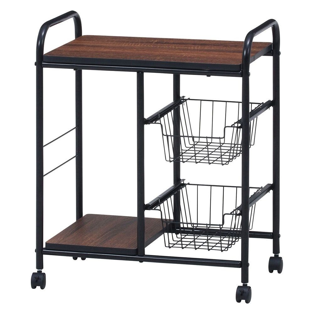 不二貿易 キッチンワゴン FBC-02-1 【メーカー直送品・代引不可】, ブラック, 幅56cm