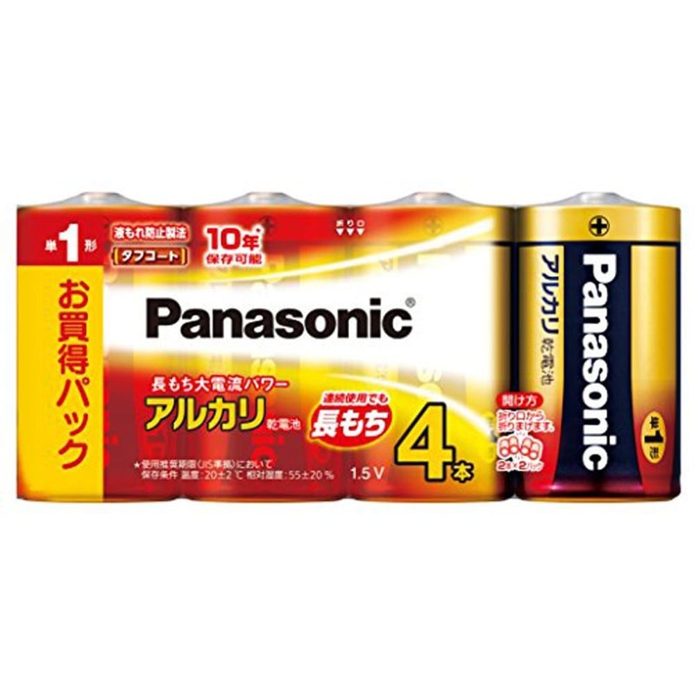 パナソニック　アルカリ乾電池　単１形　シュリンク, 単1形（4）, 4個入り