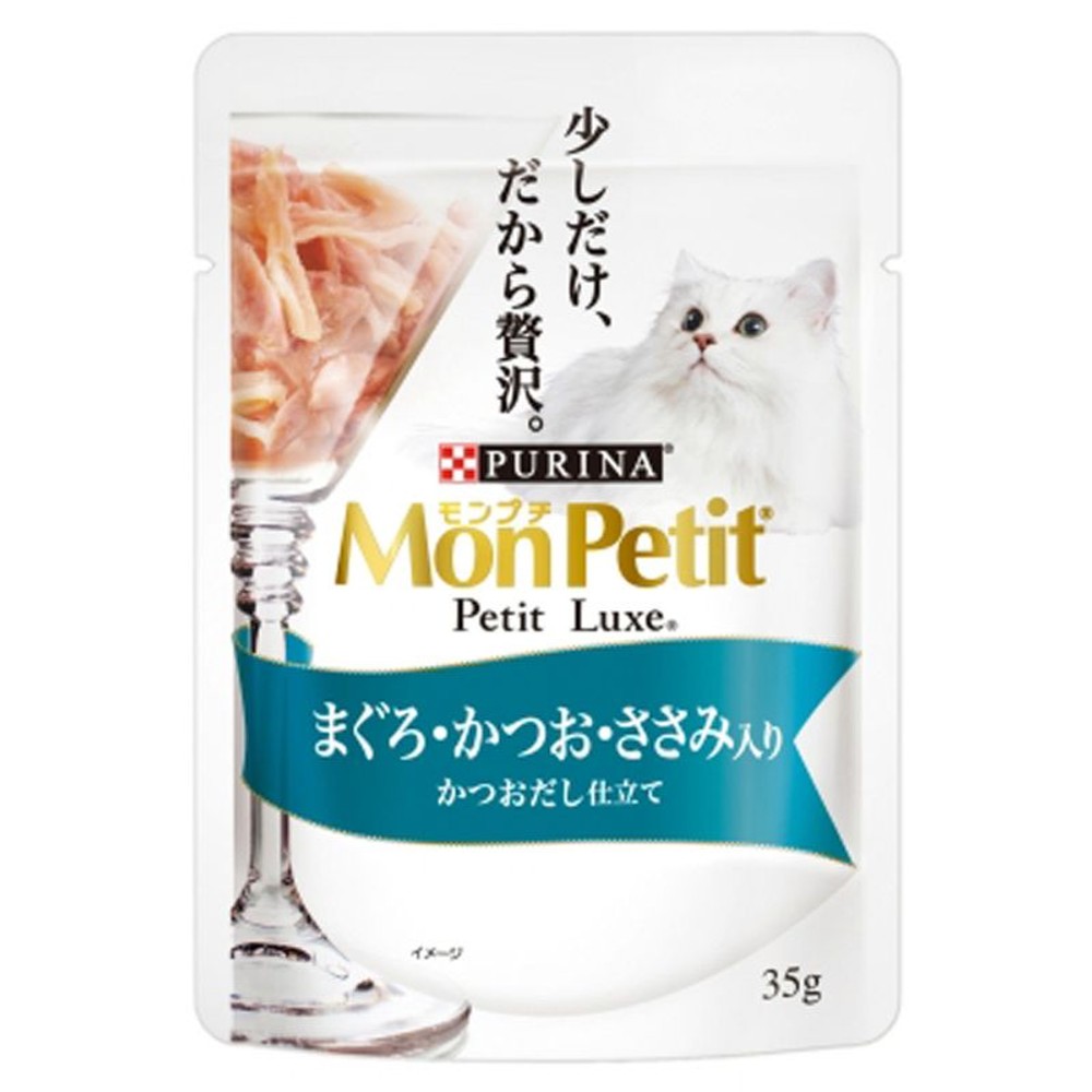 ネスレ モンプチ プチリュクス パウチ まぐろ・かつお・ささみ入り, まぐろ・かつお・ささみ, 35g