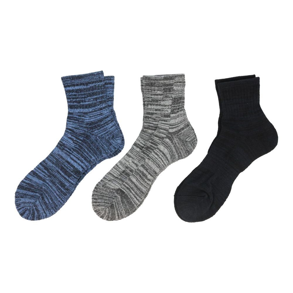 WIZ'A ウィザ 消臭・抗菌　銀イオン６P パイル先丸アンクル丈　杢柄, アソート, 25.0〜27.0cm