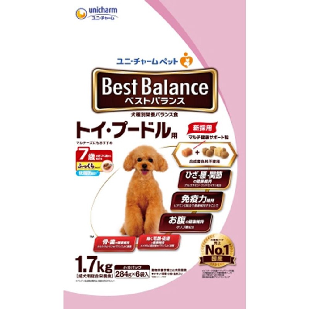 ユニチャーム　ベストバランスふっくらプードル7歳1．7kg, トイプードル7歳以上, 284g×6袋