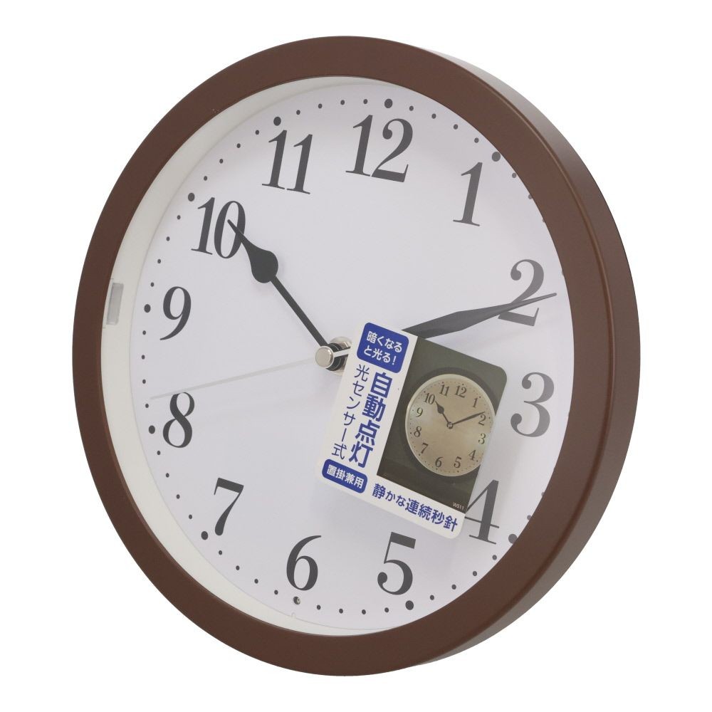 ウィザ WIZ'A 自動点灯機能付き置き掛け兼用時計, ブラウン, WIZA-C229