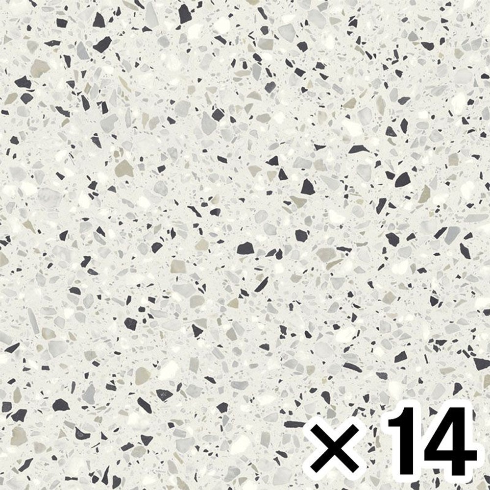 東リ ロイヤルストーン ＰＳＴ４１４５&times;14枚セット, ビアンコテラゾー, 幅450mm&times;奥行450mm&times;高さ3mm