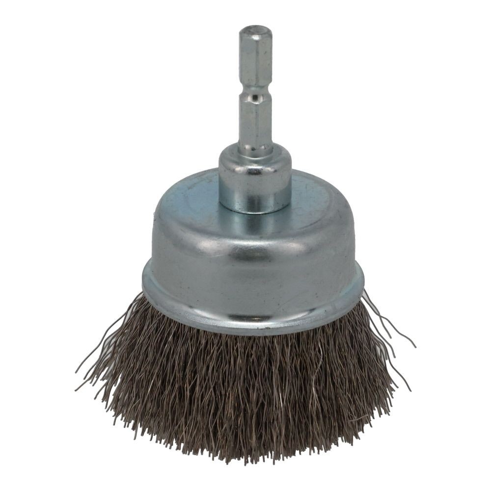 六角軸付カップブラシ　ステン　50mm　RCー7, シルバー, 六角軸(6.35mm)