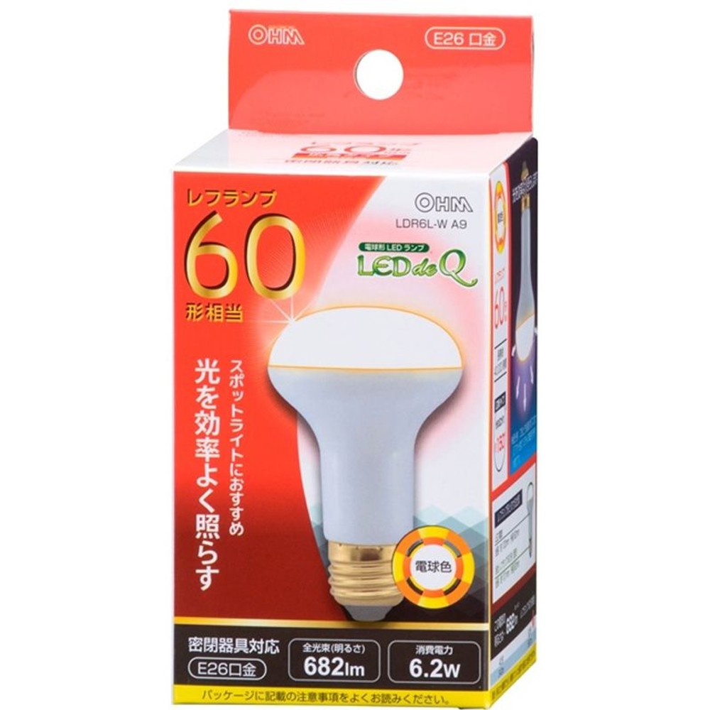 ＯＨＭ　レフ形ＬＥＤ電球　60形　ＬＤＲ6Ｌ, その他カラー１, 60W形