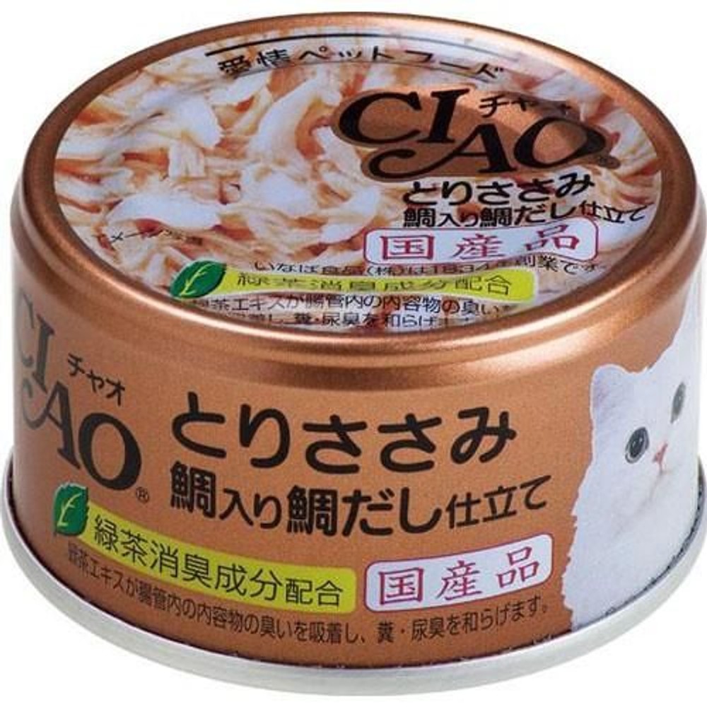 CIAO ホワイティ とりささみ 鯛入り 鯛だし仕立て 85g, 鯛入り 鯛だし仕立て, 85g